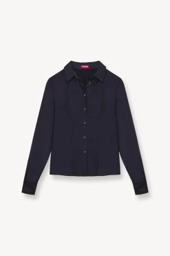 BOGART TOP | NAVY -Staud Outlet Store STAUD BOGART WOVEN TOP NAVY FALL 23 ECOM 1