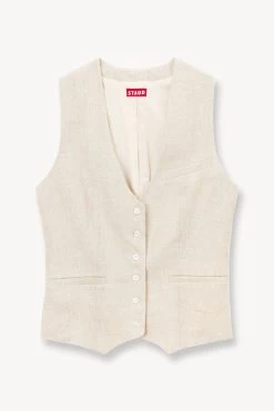 BRETT VEST | OAT MILK -Staud Outlet Store STAUD BRETT VEST OAT MILK SUPF 23 ECOM 1 1