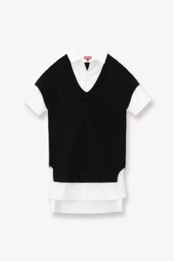 BRIDGET DRESS | BLACK WHITE -Staud Outlet Store STAUD BRIDGET DRESS BLACK WHITE SUPF 23 ECOM 1