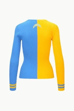 THE STAUD NFL CARGO SWEATER | LOS ANGELES CHARGERS -Staud Outlet Store STAUD CARGOSWEATERXNFL SWEATER LOSANGELESCHARGERS FANATICS 23 ECOM 2