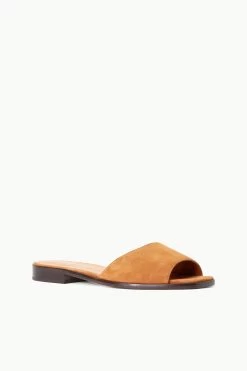 CASPIAN SLIDE | TAN SUEDE -Staud Outlet Store STAUD CASPIAN SLIDE TANSUEDE SUPF 23 ECOM 2