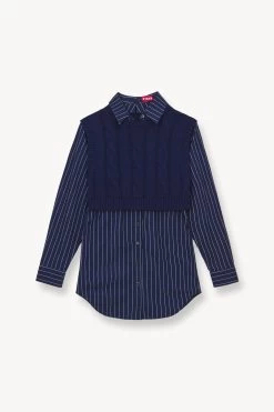 COOPER TOP | NAVY PINSTRIPE -Staud Outlet Store STAUD COOPER KNIT TOP NAVY NAVY PINSTRIPE FALL 23 ECOM 1