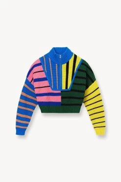 CROPPED HAMPTON SWEATER | FORMENTERA STRIPE -Staud Outlet Store STAUD CROPPED HAMPTON SWEATER FORMENTERA STRIPE SUPF 23 ECOM 1 1