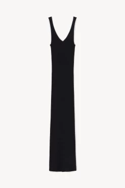 DANA DRESS | BLACK -Staud Outlet Store STAUD DANA DRESS BLACK WHITE SPRING 23 ECOM 1