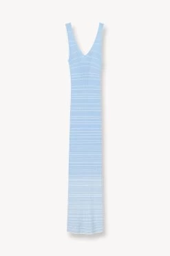 DANA DRESS | FRENCH BLUE WHITE -Staud Outlet Store STAUD DANA DRESS FRENCH BLUE WHITE SUPF 23 ECOM 1