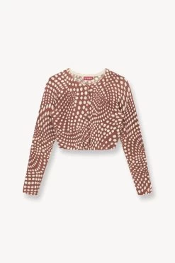 DEANNA SWEATER | CLOVE WAVY DOT -Staud Outlet Store STAUD DEANNA SWEATER CLOVE WAVY DOTS SUPF 23 ECOM 1