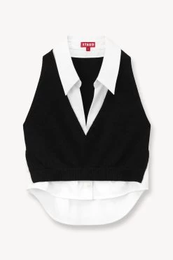 GARRET TOP | BLACK WHITE -Staud Outlet Store STAUD GARRET TOP BLACK WHITE SUPF 23 ECOM 1