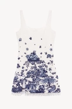 LE SABLE DRESS | BLUE TOILE 10 LE SABLE DRESS | BLUE TOILE -Staud Outlet Store STAUD LE SABLE DRESS CHINE BLUE TOILE HOLIDAY 22 ECOM 1