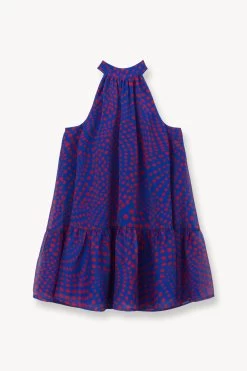 MARLOWE DRESS | LAPIS WAVY DOT 10 MARLOWE DRESS | LAPIS WAVY DOT -Staud Outlet Store STAUD MARLOWE DRESS BLUE RED WAVY DOT SUPF 23 ECOM 1