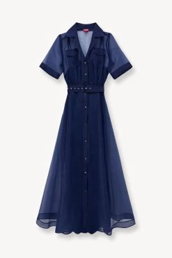 MILLIE DRESS | NAVY ORGANZA -Staud Outlet Store STAUD MILLIE DRESS NAVY SPRING 23 ECOM 1