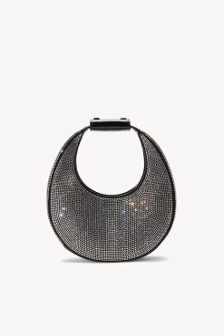 MINI MOON CRYSTAL BAG | BLACK 11 MINI MOON CRYSTAL BAG | BLACK -Staud Outlet Store STAUD MINI MOON CRYSTAL BAG BLACKRHINESTONE HOLIDAY 22 ECOM 2 R1