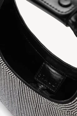 MINI MOON CRYSTAL BAG | BLACK 13 MINI MOON CRYSTAL BAG | BLACK -Staud Outlet Store STAUD MINI MOON CRYSTAL BAG BLACKRHINESTONE HOLIDAY 22 ECOM 4 1