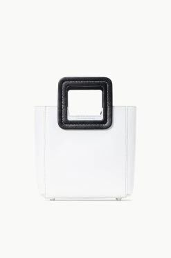MINI SHIRLEY LEATHER BAG | WHITE BLACK -Staud Outlet Store STAUD MINISHIRLEY BAG WHITEBLACK SPRING 23 ECOM 2