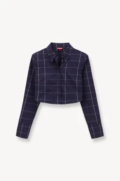 SENECA TOP | NAVY PLAID -Staud Outlet Store STAUD SENECA TOP NAVY PLAID SUPF 23 ECOM 1