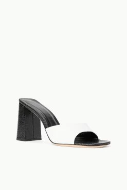 SLOANE HEEL | BLACK WHITE SNAKE EMBOSSED 11 SLOANE HEEL | BLACK WHITE SNAKE EMBOSSED -Staud Outlet Store STAUD SLOANE HEEL BLACKWHITE SPRING 23 ECOM 2
