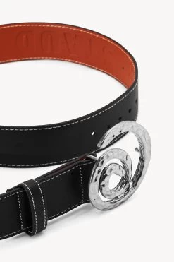 SWIRL BUCKLE BELT | BLACK -Staud Outlet Store STAUD SWIRL BUCKLE BELT 45MM BLK HOLIDAY 22 ECOM 2
