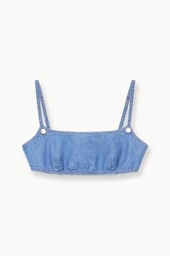 STAUD + WRANGLER THE JEAN BIKINI TOP | MID BLUE -Staud Outlet Store STAUD THEJEANBIKINI DENIM MIDBLUE WRANGLER 23 ECOM 1