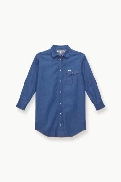 STAUD + WRANGLER THE OVERSIZED WESTERN | DARK RINSE -Staud Outlet Store STAUD THEOVERSIZEDWESTERN WOVENSHIRT DARKRINSE WRANGLER 23 ECOM 1