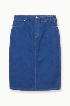 STAUD + WRANGLER THE PENCIL SKIRT | DARK RINSE -Staud Outlet Store STAUD THEPENCILSKIRT DENIMSKIRT DARKRINSE WRANGLER 23 ECOM 1