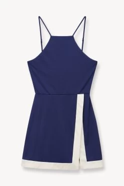 TOP SPIN DRESS | NAVY IVORY -Staud Outlet Store STAUD TOP SPIN DRESS NAVY SUPF 23 ECOM 1