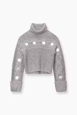 VERNACULAR SWEATER | MIRRORED HEATHER GREY -Staud Outlet Store STAUD VERNACULAR SWEATER MIRROREDHEATHERGREY FALL 23 ECOM 1