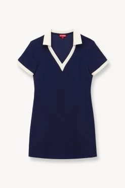 VOLLEY DRESS | NAVY IVORY -Staud Outlet Store STAUD VOLLEY DRESS NAVY SUPF 23 ECOM 1 1