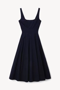 WELLS DRESS | NAVY -Staud Outlet Store STAUD WELLS DRESS NAVY HOLIDAY 22 ECOM 1