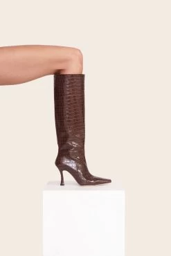 CAMI BOOT | ESPRESSO CROC EMBOSSED -Staud Outlet Store Shoes2 00252 web