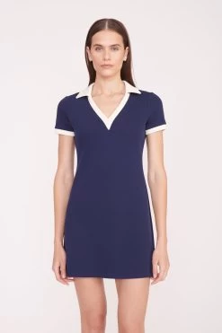VOLLEY DRESS | NAVY IVORY -Staud Outlet Store Volley Dress Navy Ivory 023 01295 web