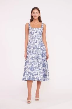WELLS DRESS | BLUE TOILE -Staud Outlet Store WELLS DRESS TOILE RESHOOT 01656 web