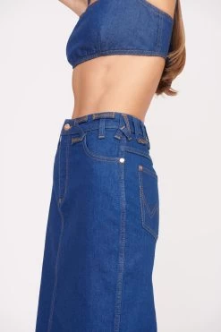 STAUD + WRANGLER THE PENCIL SKIRT | DARK RINSE -Staud Outlet Store Wrangler 1046 web