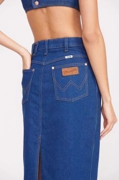 STAUD + WRANGLER THE PENCIL SKIRT | DARK RINSE -Staud Outlet Store Wrangler 1048 web