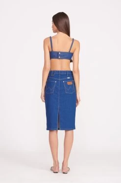 STAUD + WRANGLER THE PENCIL SKIRT | DARK RINSE -Staud Outlet Store Wrangler 1051 web