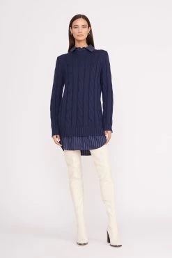 ALDRIN DRESS | NAVY PINSTRIPE 7 ALDRIN DRESS | NAVY PINSTRIPE -Staud Outlet Store aldrin dress navy pinstripe