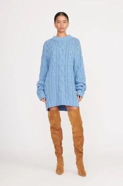 BEEHIVE SWEATER | FRENCH BLUE -Staud Outlet Store beehive sweater french blue 1