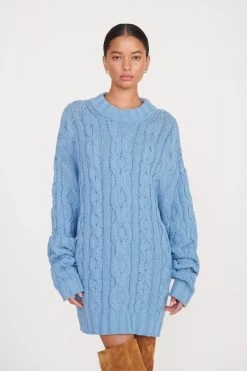 BEEHIVE SWEATER | FRENCH BLUE -Staud Outlet Store beehive sweater french blue 3 599c570a 8c0e 4f6f b71b 0cfd19cb3416