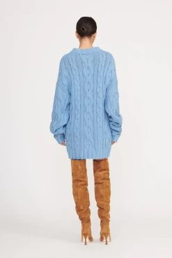 BEEHIVE SWEATER | FRENCH BLUE -Staud Outlet Store beehive sweater french blue 4 f639389e 640a 4062 8462 d4472373c1a8