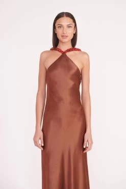 CADENCE DRESS | CLOVE 8 CADENCE DRESS | CLOVE -Staud Outlet Store cadence dress clove 05931 web