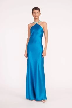 CADENCE DRESS | ISLAND BLUE -Staud Outlet Store cadence dress island blue 02421 web