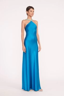 CADENCE DRESS | ISLAND BLUE -Staud Outlet Store cadence dress island blue 02429 web