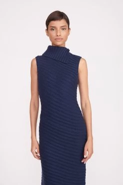 CARY DRESS | NAVY -Staud Outlet Store cary dress navy 1