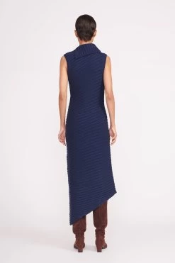 CARY DRESS | NAVY -Staud Outlet Store cary dress navy 2 5908618e 6c00 4f51 8bd7 0388b34090ee