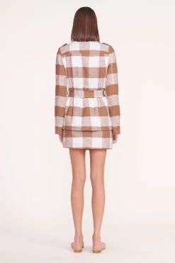 CHARLES BLAZER | TOBACCO GINGHAM -Staud Outlet Store charles blazer oat milk 02193 web