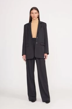 LUISA PANT | BLACK SUITING -Staud Outlet Store city blazer black 1 3fa9bc9f 94c9 4cc4 9345 2fc4f50988e2
