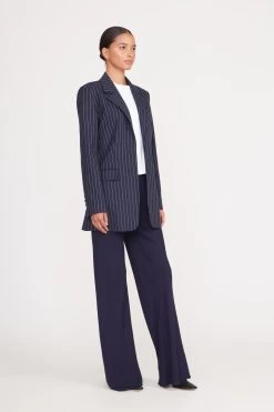 CITY BLAZER | NAVY PINSTRIPE -Staud Outlet Store city blazer navy pinstripe 2 fb9a3d19 8ff3 4702 bc03 24f2f6afcac2