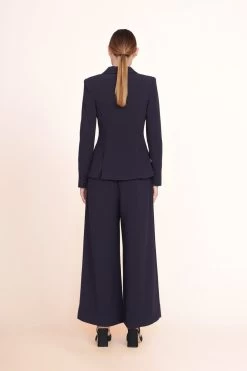 CROPPED CALEB PANT | NAVY 7 CROPPED CALEB PANT | NAVY -Staud Outlet Store cropped caleb pant navy 2