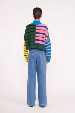 CROPPED HAMPTON SWEATER | FORMENTERA STRIPE -Staud Outlet Store cropped hampton formentera stripe 05275 web