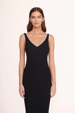 DANA DRESS | BLACK -Staud Outlet Store dana dress black white 1