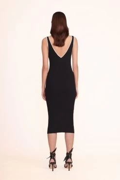 DANA DRESS | BLACK -Staud Outlet Store dana dress black white 5