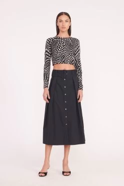 DEANNA SWEATER | BLACK WAVY DOT 9 DEANNA SWEATER | BLACK WAVY DOT -Staud Outlet Store deanna sweater black dot 00975 web